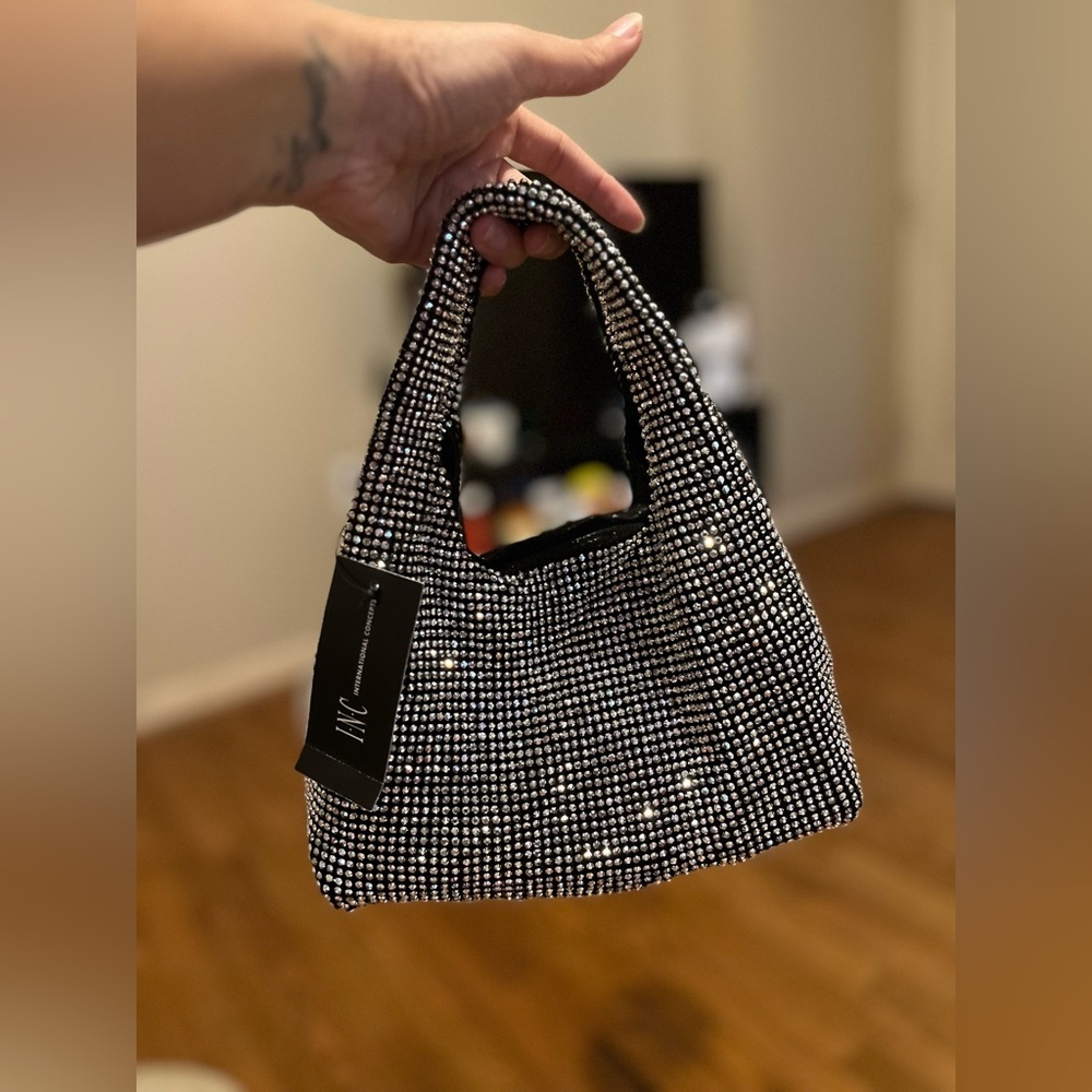 Black and White Bedazzled Handbag